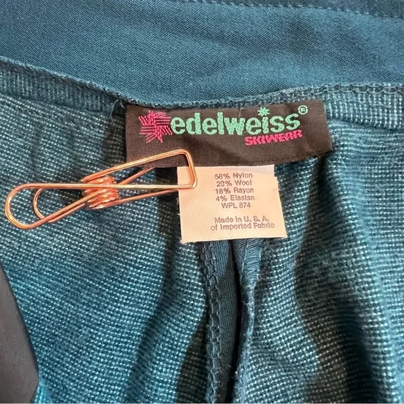 Vintage Edelweiss Fitted Stretch USA Made Outdoor Stirrup Ski Winter Pants SZ 6 - Picture 3 of 13
